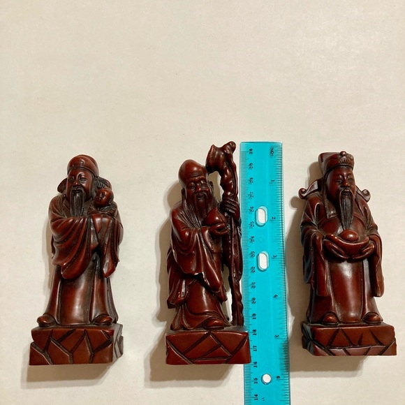 Asian Carved Resin Wise Man (3) VTG - Picture 4 of 5